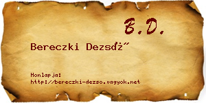 Bereczki Dezső névjegykártya